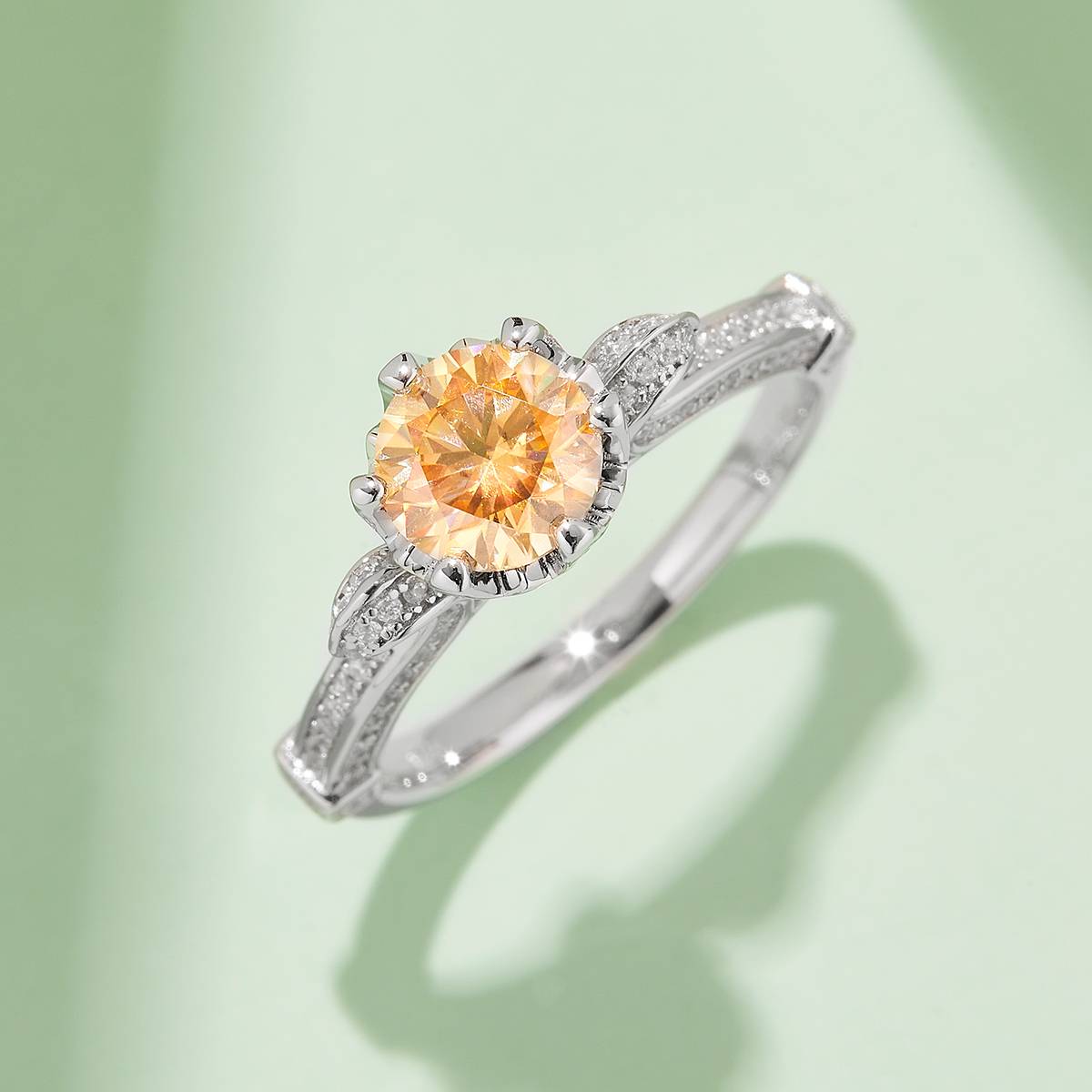 Swan Lake S925 Silver Plated Platinum Moissanite Diamond Women's Ring 1 Carat D-Class